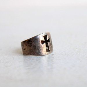 Vintage 1990s Ring / Cross in 925 Sterling Silver